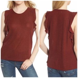 Madewell Metallic Rust Ruffle Sleeveless Shirt Tee Tank Top XXS *50